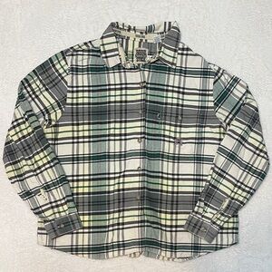 Rough Stock Panhandle Slim Green Flannel Button Down Top Western Country Work